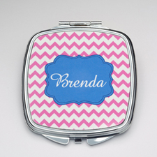 Personalized Purple Chevron Compact Make Up Mirror