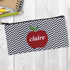 Design Your Own Red Apple Black Chevron Pencil Case