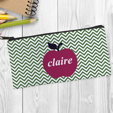 Design Your Own Red Apple Green Chevron Pencil Case
