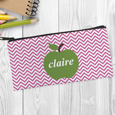 Design Your Own Green Apple Pink Chevron Pencil Case