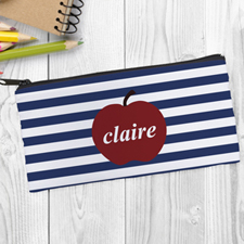 Design Your Own Red Apple Navy Stripe Pencil Case