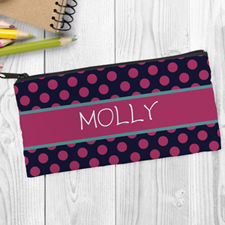 Design Your Own Black Fuchsia Polka Dot Pencil Case