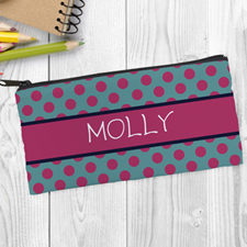 Design Your Own Turquoise Fuchsia Polka Dot Pencil Case