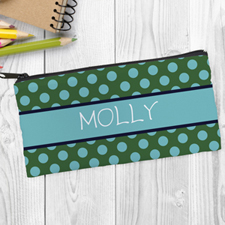 Design Your Own Green Aqua Polka Dot Pencil Case