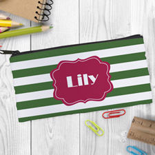 Design Your Own Green Stripe Pencil Case