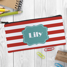 Design Your Own Orange Stripe Pencil Case