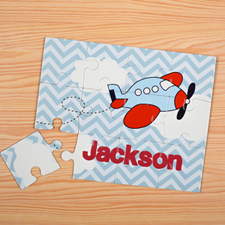 Chevron Plane Personalized Kids Puzzle