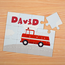 Fire Engine Personalized Kids Puzzle