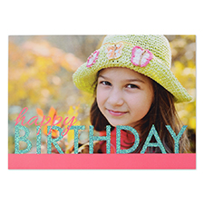 Create Your Own Bold Glitter Birthday Personalized Invitation Card, 5X7 Pink Aqua Announcement Cards