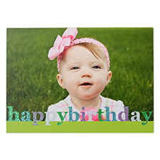 Create Your Own Glitter Happy Birthday Personalized Photo Cards, Green Announcement Cards