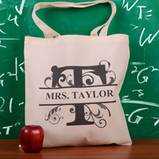Personalized Initial T Tote Bag