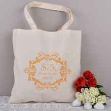 Orange Swirly Script Bridesmaid Personalized Wedding Tote Bag