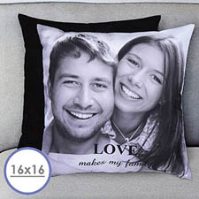 16 X 16 Photo Gallery Personalized Pillow (Black Back) Cushion (No Insert)