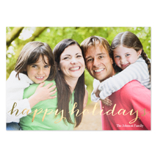 Script Gold Foil Personalized Photo Christmas Card, 5X7