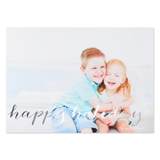 Script Silver Foil Personalized Photo Christmas Card, 5X7