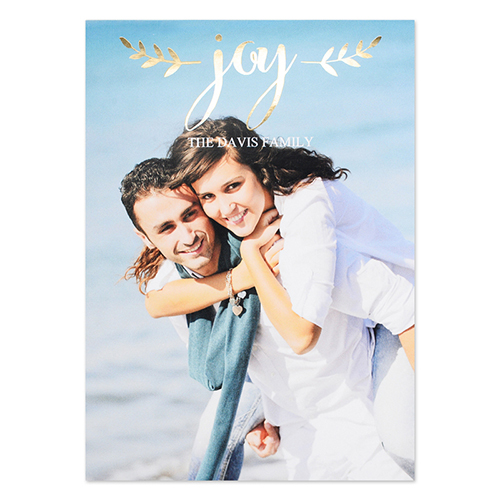 Create Your Own Script Joy Personalized Photo Foil Card Gold