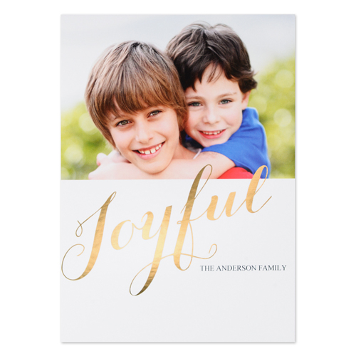 Create Your Own Joyful Personalized Photo Foil Card Gold