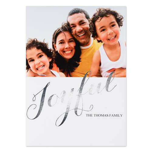 Create Your Own Joyful Personalized Photo Foil Card Silver