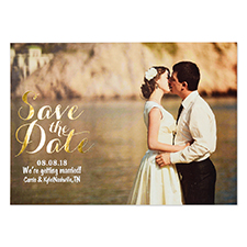 Create Your Own Real Foil Gold Treasured Date Personalized Photo Save The Date, 5X7