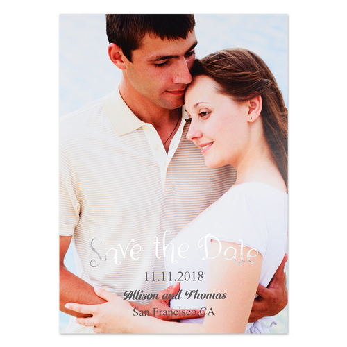 Create Your Own Foil Silver Natural Shine Personalized Photo Save The Date Card