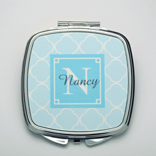 Personalized Ocean Quatrefoil Compact Make Up Mirror