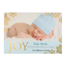 Create Your Own Joy Foil Gold Personalized Photo Boy Birth Announcement, 5X7 Card Invites