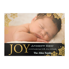 Create Your Own Joy Foil Gold Personalized Photo Birth Announcement, 5X7 Card Invites