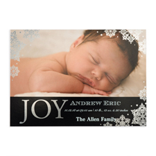 Create Your Own Joy Foil Silver Personalized Photo Birth Announcement, 5X7 Card Invites