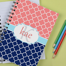 Personalized Navy Pink Clover Notebook
