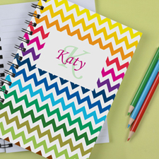 Personalized Rainbow Chevron Notebook