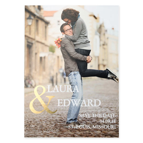 Starlight Foil Gold Personalized Wedding Save The Date Card