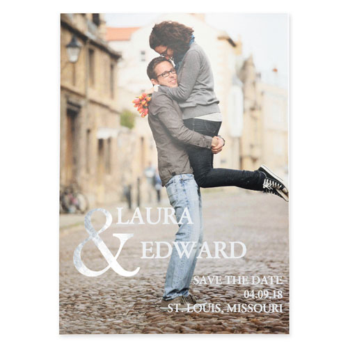 Starlight Foil Silver Personalized Wedding Save The Date Card