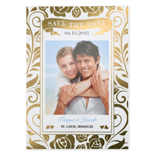 Floral Foil Gold Personalized Wedding Save The Date Card