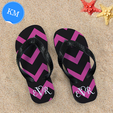Black Pink Chevron Personalized Flip Flops, Kid Medium