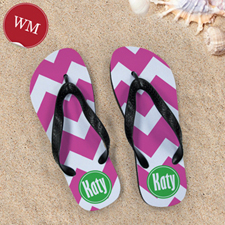 Create My Own Fuchsia Chevron, Women Medium Flip Flop Sandals