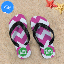 Design My Own Fuchsia Chevron ,Kid's Medium Flip Flops
