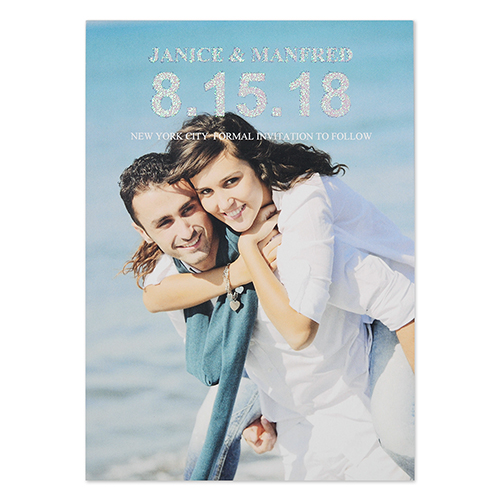Mod Glitter Personalized Photo Wedding Announcement Cards