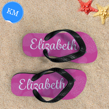 Pink Floral Personalized Flip Flops, Kid Medium
