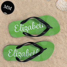 Lime Floral Flip Flops Men Medium