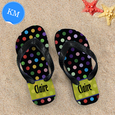 Colorful Polka Dot Personalized Flip Flop, Kid Medium