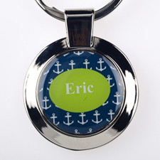 Anchor Personalized Round Metal Keychain (Small)