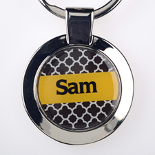 Chocolate Clover Personalized Round Metal Keychain (Small)