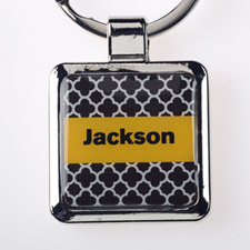 Chocolate Clover Personalized Square Metal Keychain (Small)