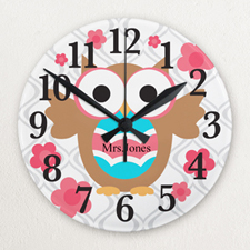 Owl Personalized Frameless Wall Clock For Teacher Custom Printed