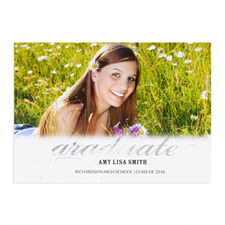 Foil Silver Graduate Personalized Photo Card