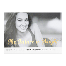 Foil Gold The Future Is Bright Personalized Photo Graduation Announcement Cards