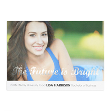 Foil Silver The Future Is Bright Personalized Photo Graduation Announcement Cards