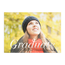 Foil Silver Script Graduate Personalized Photo Graduation Announcement Cards
