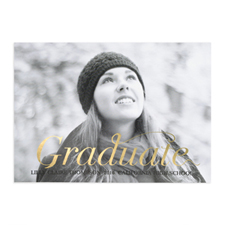 Foil Gold Script Graduate Personalized Photo Graduation Announcement Cards