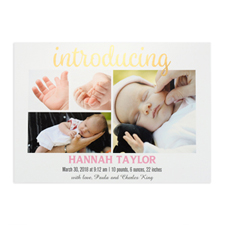 Introducing Foil Gold Personalized Photo Birth Announcement, 5X7 Cards